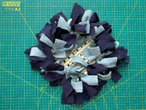 Oberseite der Gummimatte mit Stoffstreifen