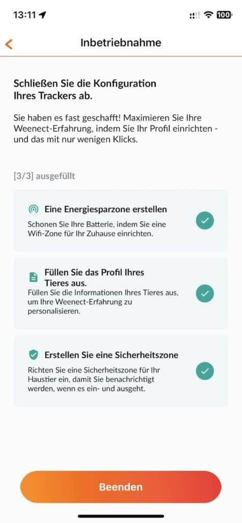 Wenn du deinen Tracker aufgeladen hast, kannst du Energiespar- und Sicherheitszonen einrichten.